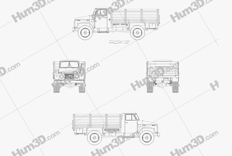 Sungri 61NA Flatbed Truck 1979 Blueprint