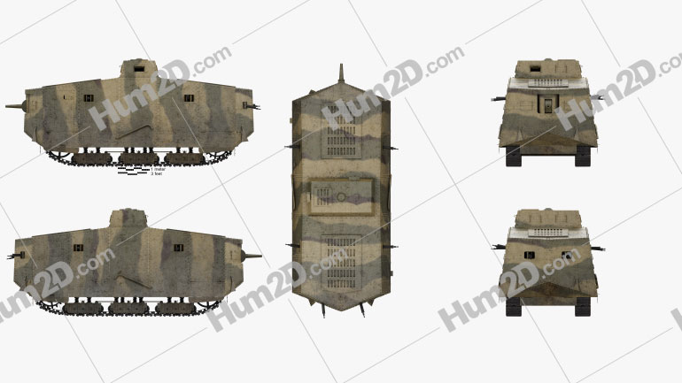 A7V Sturmpanzerwagen Blueprint Template
