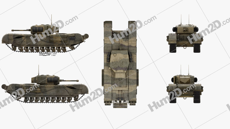 Churchill Tank Mk IV Blueprint Template
