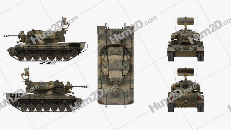 Flakpanzer Gepard 1A2 Blueprint Template