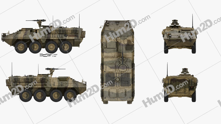 M1126 Stryker ICV with HQ interior Blueprint Template