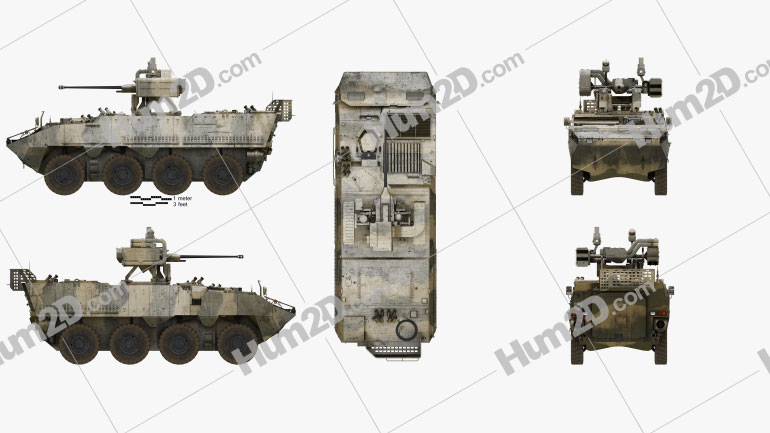 Pandur II 8X8 Armoured Personnel Carrier Blueprint Template