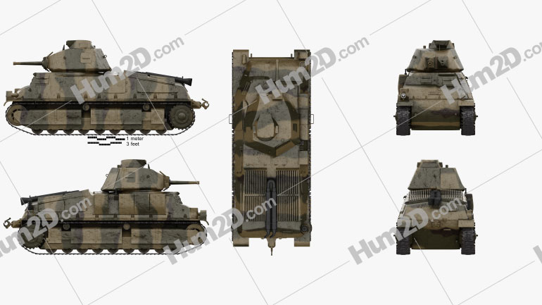 Somua S35 Cavalry Tank Blueprint Template