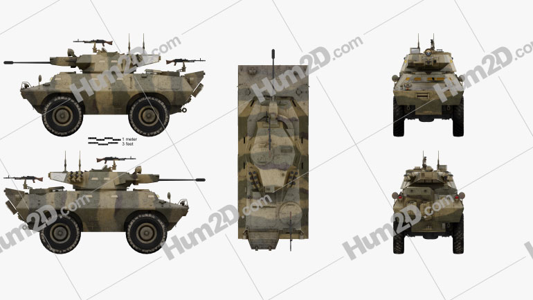 V-150 Commando Armored Car Blueprint Template