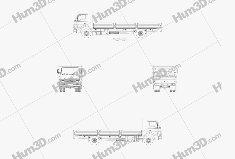 Tata LPT 1518 Flatbed Truck 2019 Blueprint