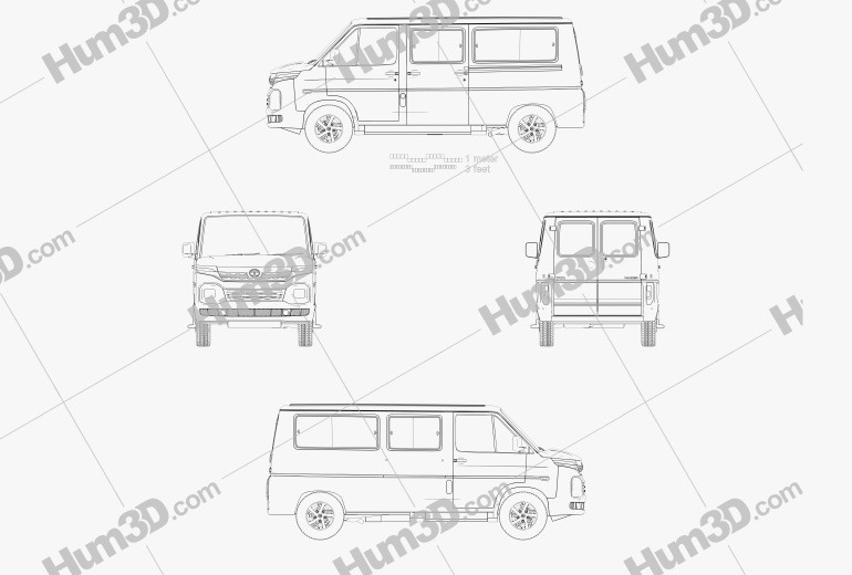 Tata Winger Пассажирский фургон L1H1 2020 Чертеж