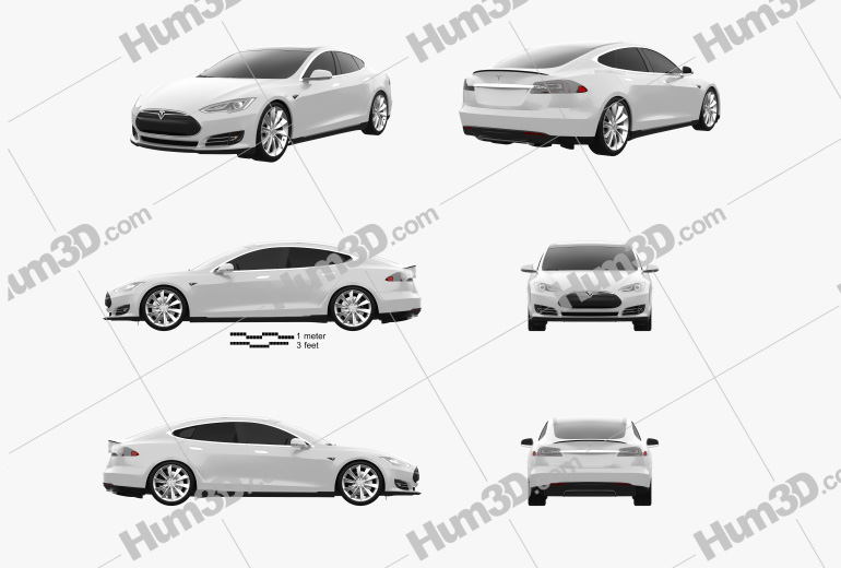 Tesla Model S 2015 Blueprint Template