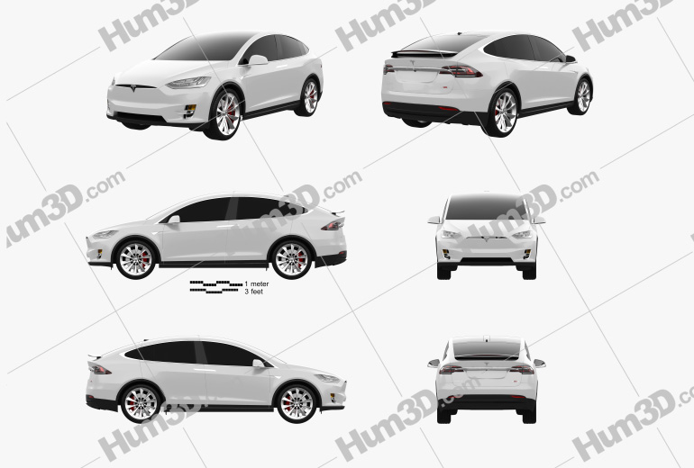 Tesla Model X 2018 Blueprint Template