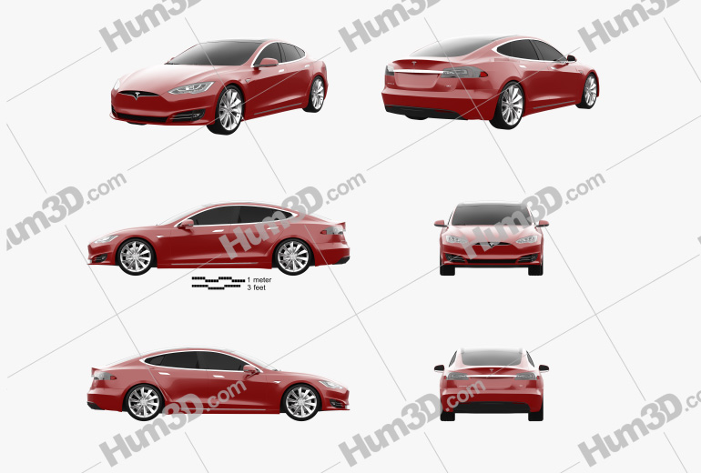 Tesla Model S 2015 Blueprint Template