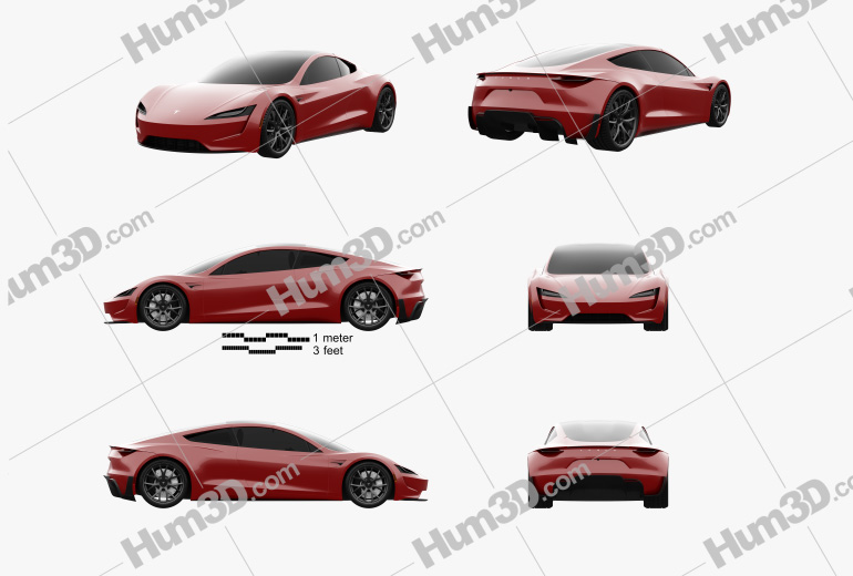 Tesla Roadster 2020 Blueprint Template