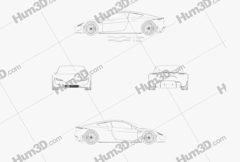 Tesla Roadster 2020 Blueprint