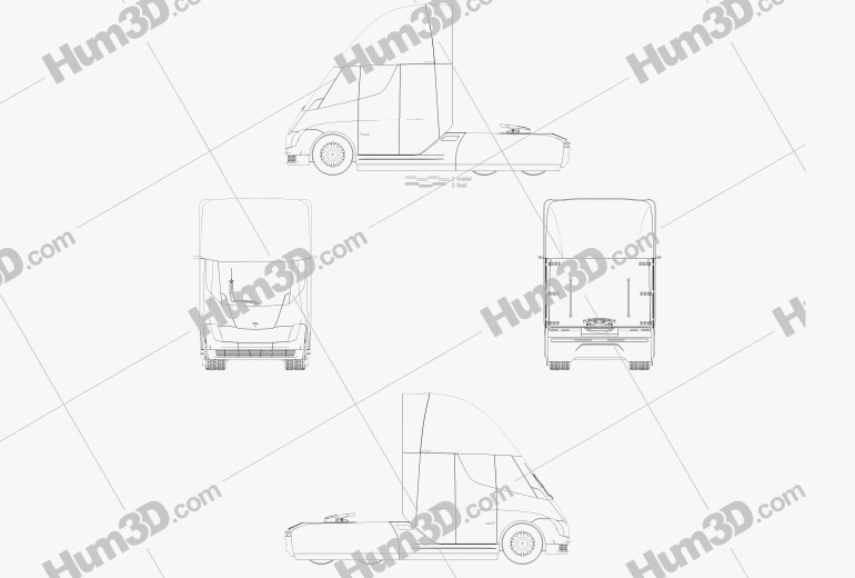 Tesla Semi Cabina Dormitorio Camión Tractor 2018 Plano