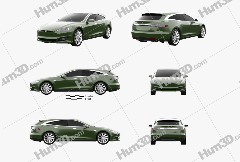 Tesla Model S Remetz Car Shooting Brake 2020 Blueprint Template