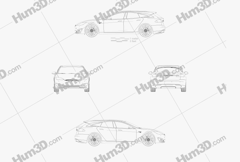Tesla Model S Remetz Car Shooting Brake 2020 Blueprint