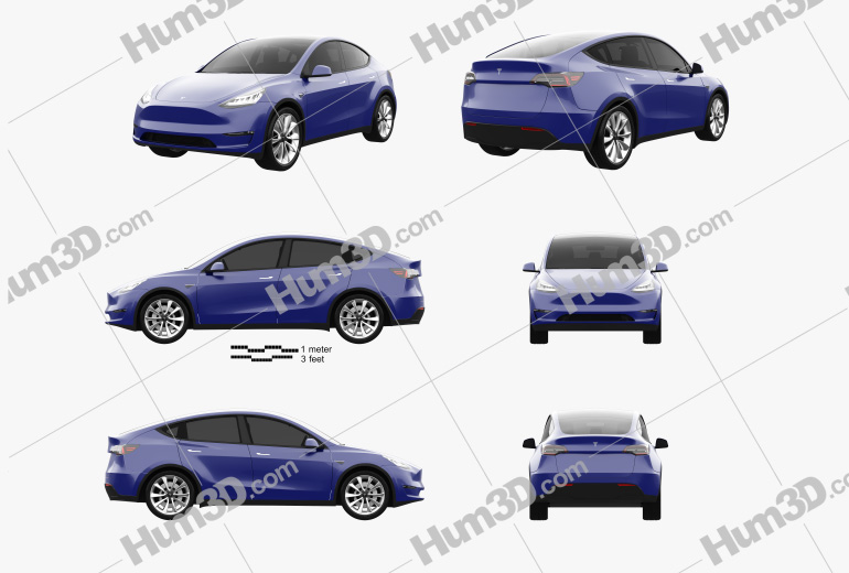 Tesla Model Y 2022 Blueprint Template