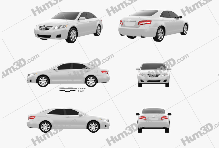 Toyota Camry 2011 with HQ interior Blueprint Template