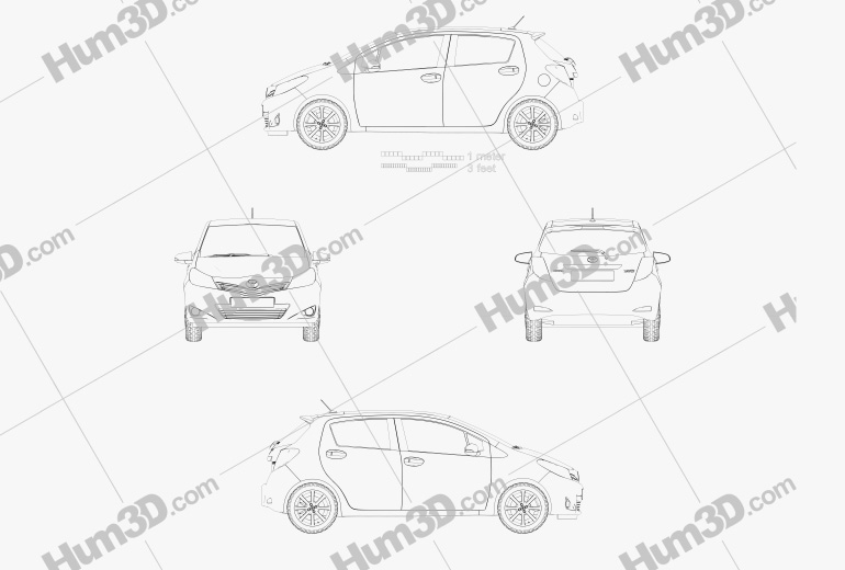 Toyota Yaris (Vitz) 5door 2014 Blueprint