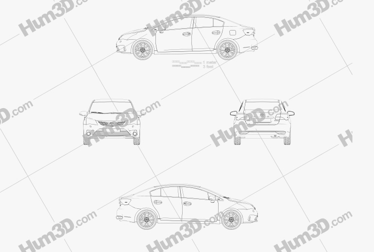 Toyota Avensis sedan 2014 Blueprint