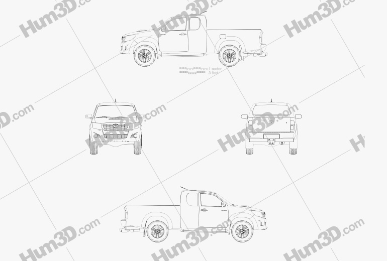 Toyota Hilux Extra Cab 2012 設計図