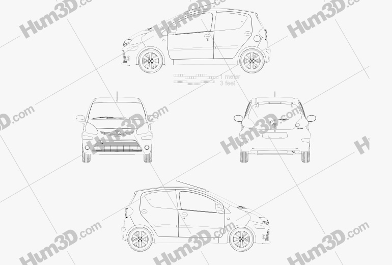 Toyota Aygo 5ドア 2013 設計図