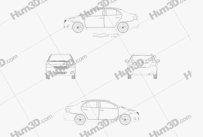 Toyota Yaris セダン (Vios, Belta) 2011 設計図