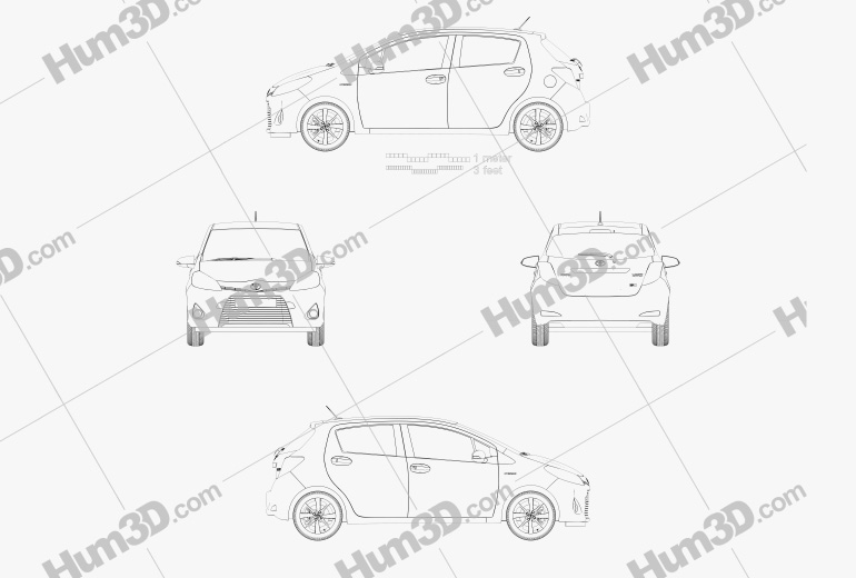 Toyota Yaris (Vitz) hybrid 2016 Blueprint