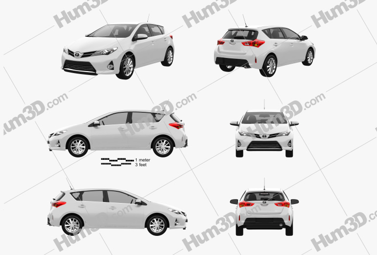 Toyota Auris hatchback 2016 Blueprint Template