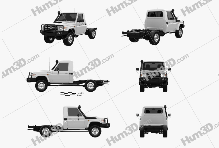 Toyota Land Cruiser (J70) Cab Chassis GXL 2013 Blueprint Template