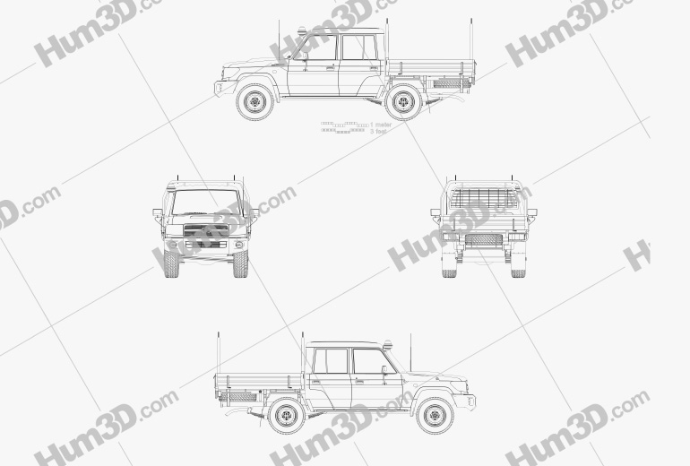 Toyota Land Cruiser (J70) Double Cab Pickup 2013 Blueprint