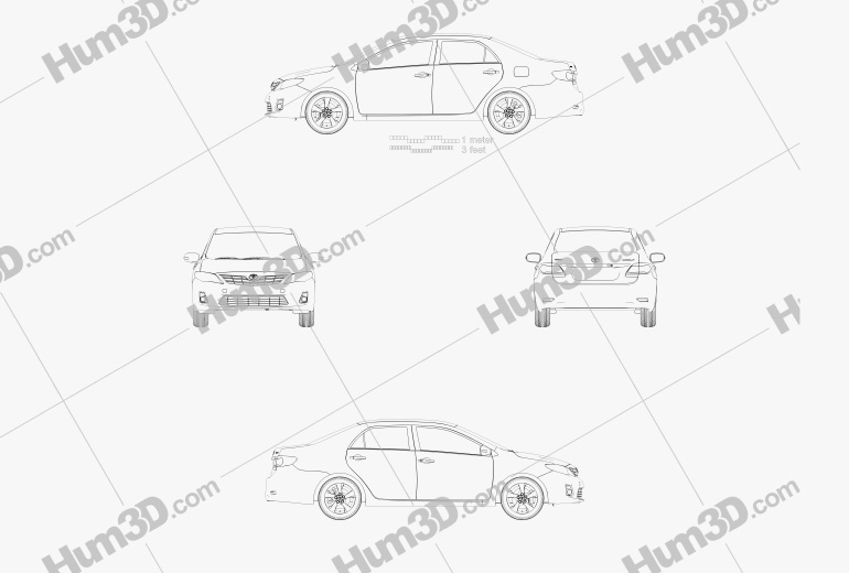 Toyota Corolla (E140) セダン EU 2012 設計図