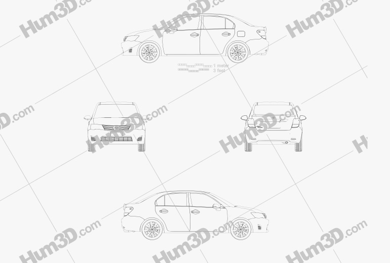 Toyota Corolla Axio 2012 Disegno Tecnico