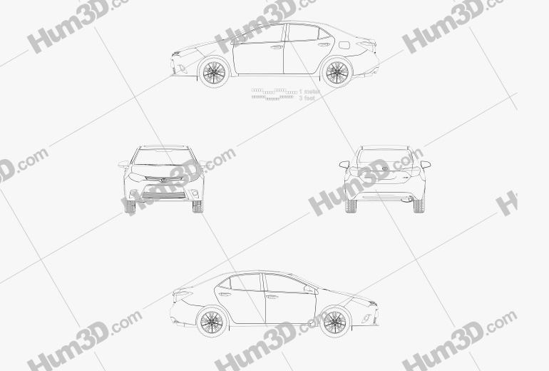 Toyota Corolla LE Eco US 2015 蓝图
