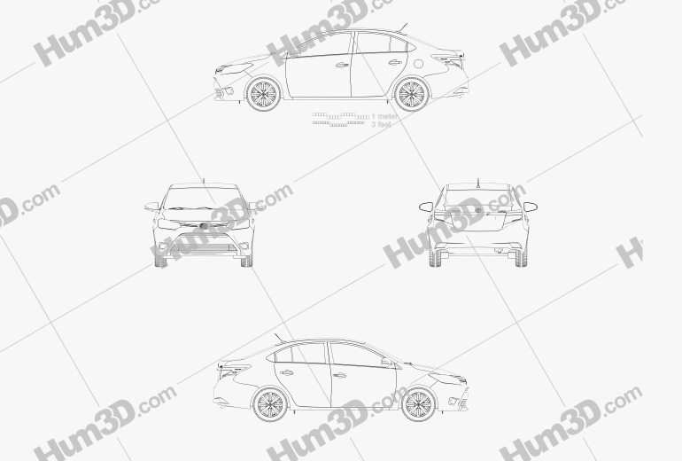 Toyota Yaris sedan 2017 Blueprint