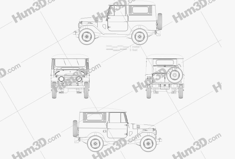 Toyota Land Cruiser (J20) hardtop 1955 Blueprint