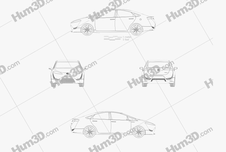 Toyota FCV-R 2012 테크니컬 드로잉