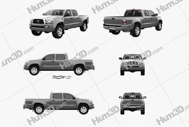 Toyota Tacoma Double Cab Long bed 2014 Blueprint Template