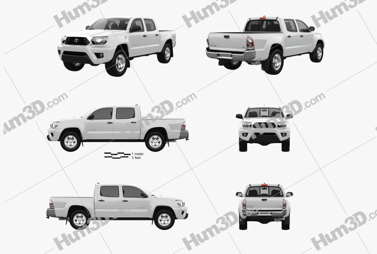 Toyota Tacoma Double Cab Short bed 2015 Blueprint Template