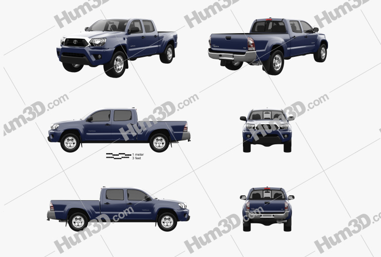 Toyota Tacoma Double Cab Long bed 2015 Blueprint Template