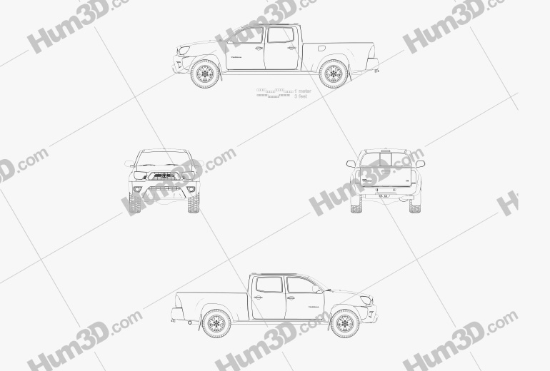 Toyota Tacoma Cabine Double Long bed 2015 Blueprint