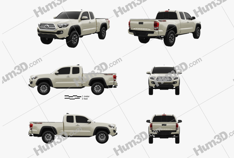 Toyota Tacoma Access Cab Long bed TRD Off-Road 2017 Blueprint Template