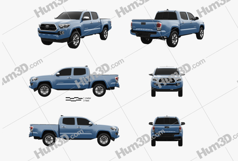 Toyota Tacoma Double Cab Short bed 2017 Blueprint Template
