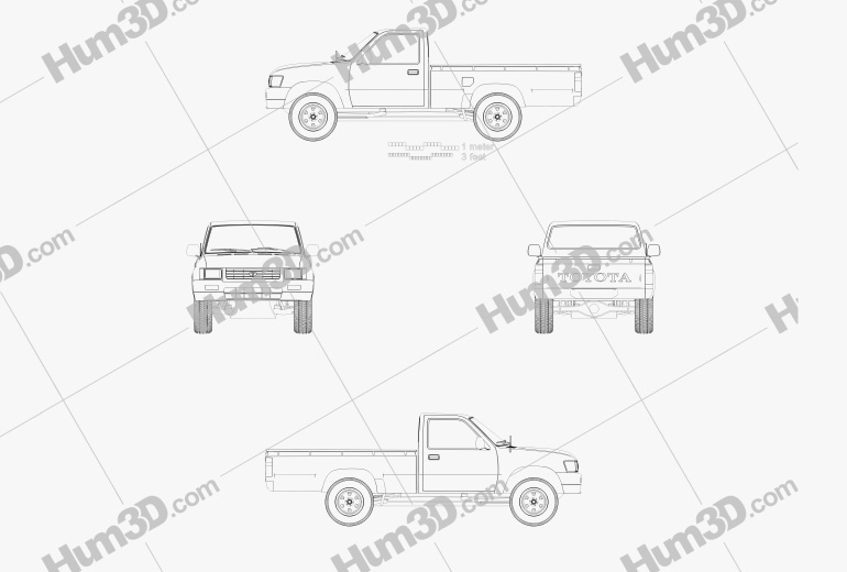 Toyota Hilux Cabina Simple 1997 Blueprint