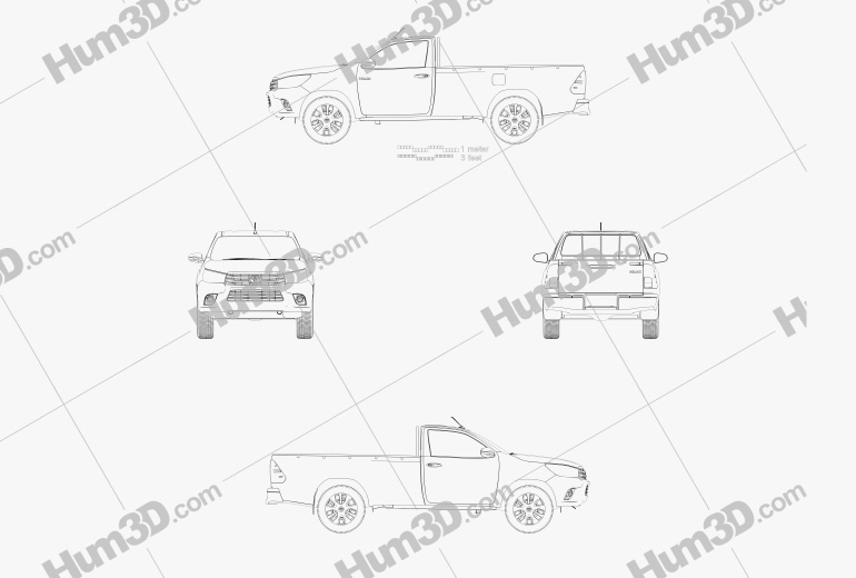 Toyota Hilux Single Cab SR 2018 Креслення