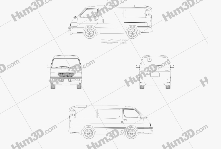 Toyota Hiace Passenger Van (JP) 2002 Blueprint