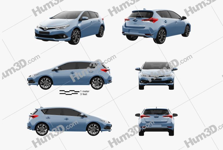 Toyota Auris hatchback hybrid 2018 Blueprint Template