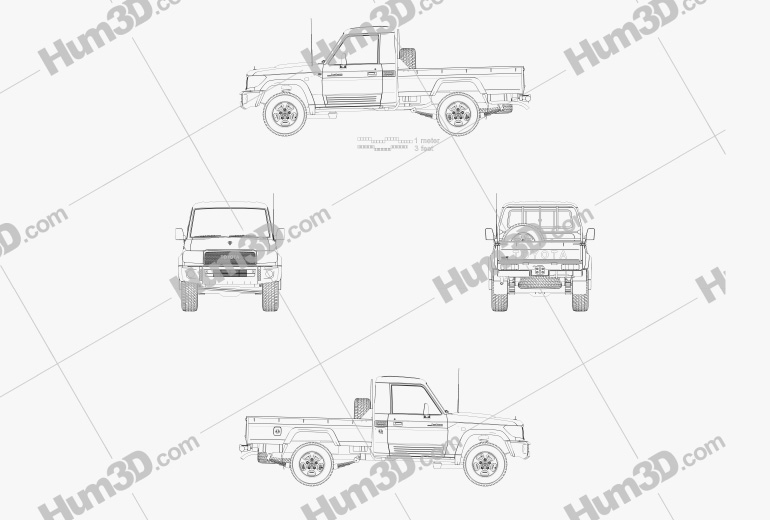 Toyota Land Cruiser Cabine Simple Pickup VXR 2014 Blueprint