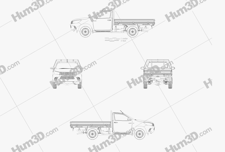 Toyota Hilux Cabine Simple Alloy Tray SR 2018 Blueprint