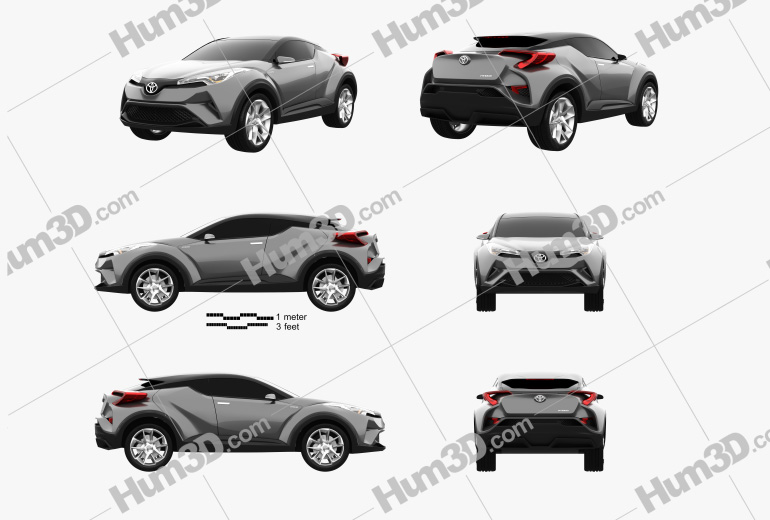 Toyota C-HR Concept 2019 Blueprint Template