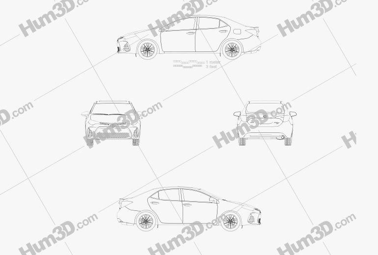 Toyota Corolla SE (US) 2016 ブループリント