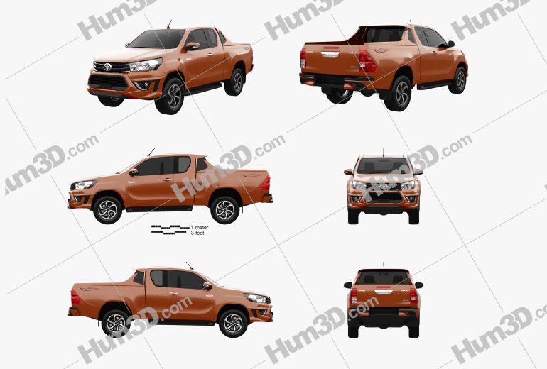 Toyota Hilux Double Cab Revo TRD Sportivo 2019 Blueprint Template